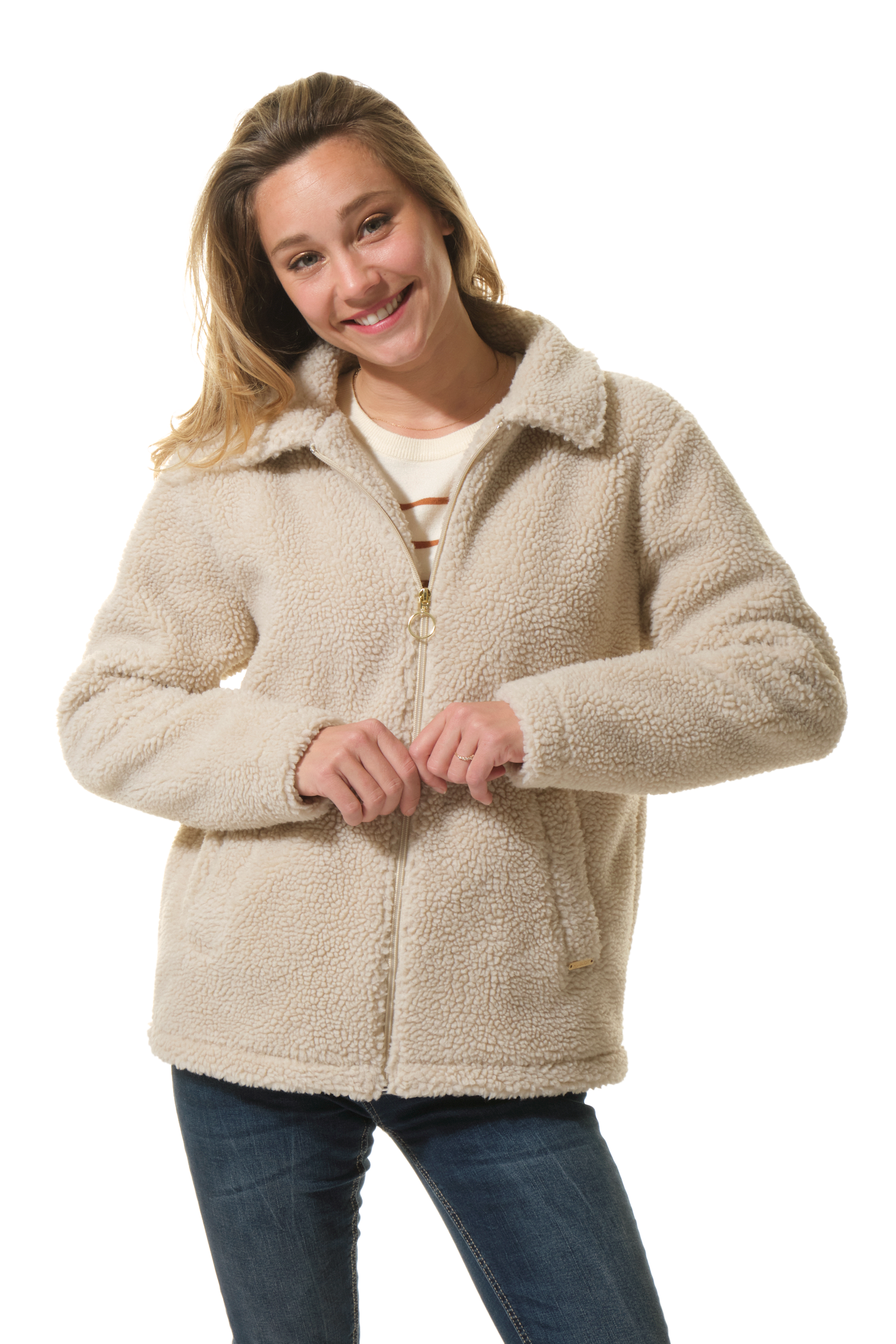 veste polaire beige pour femme