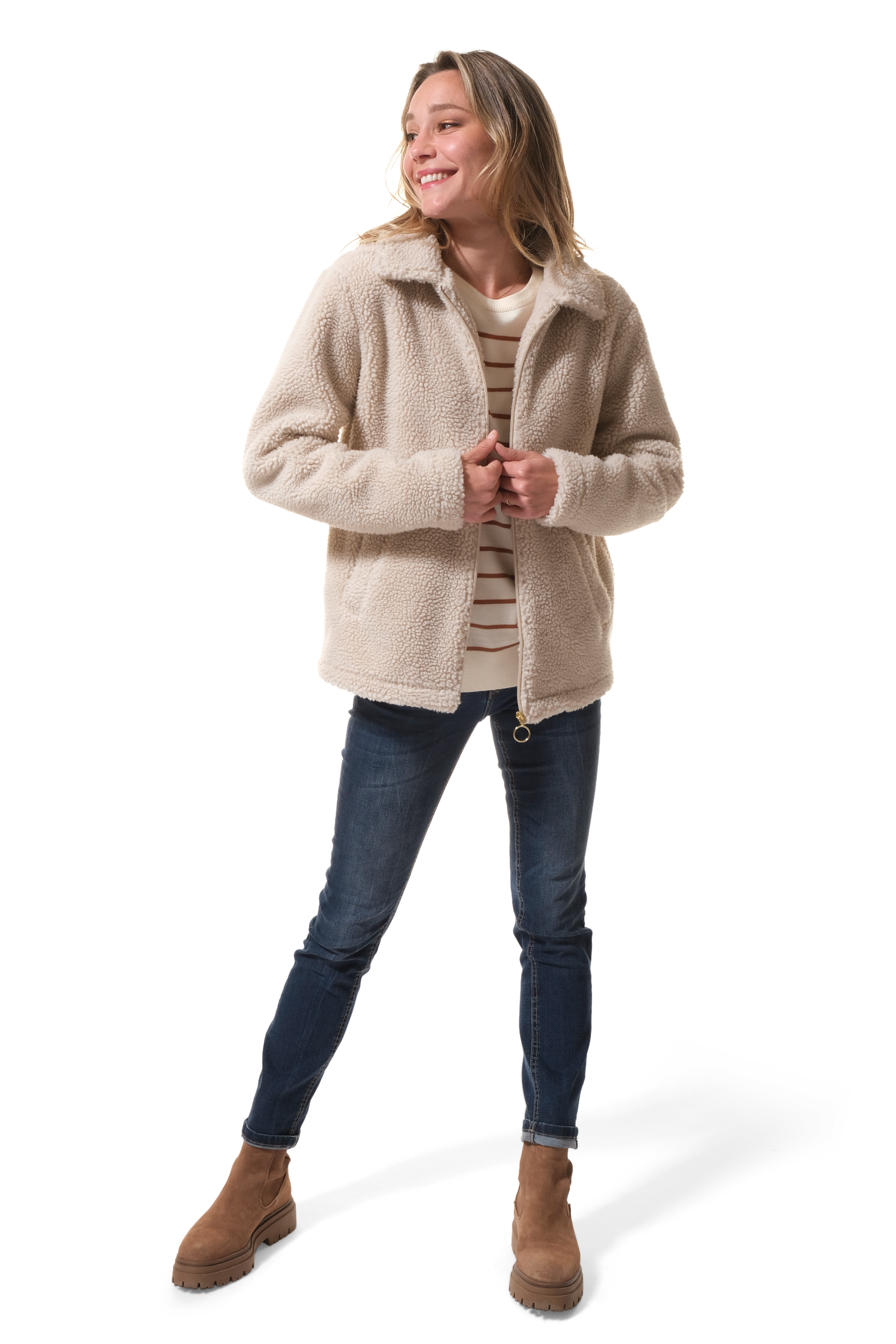 veste polaire beige pour femme