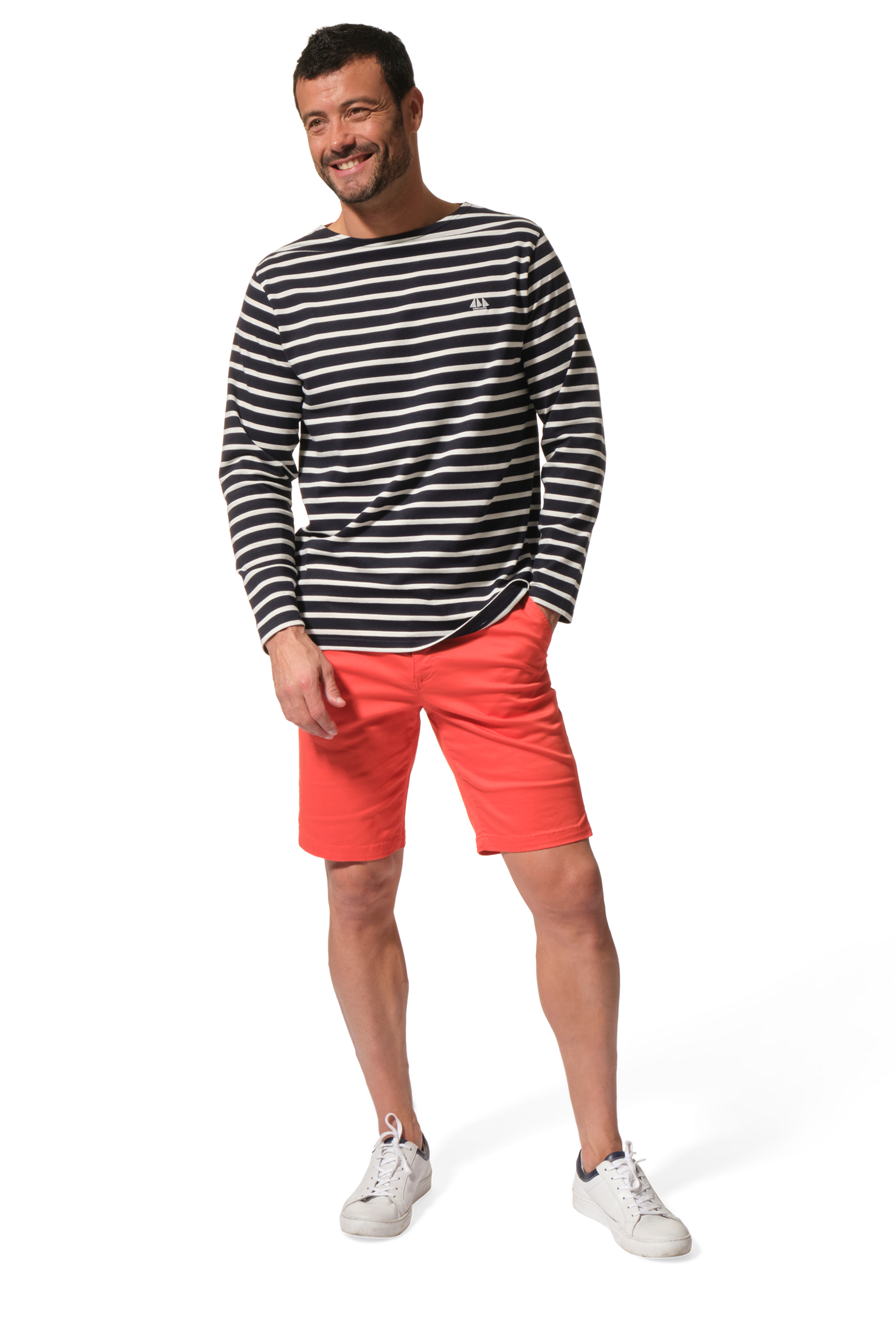 tee-shirt marine et ecru pour homme