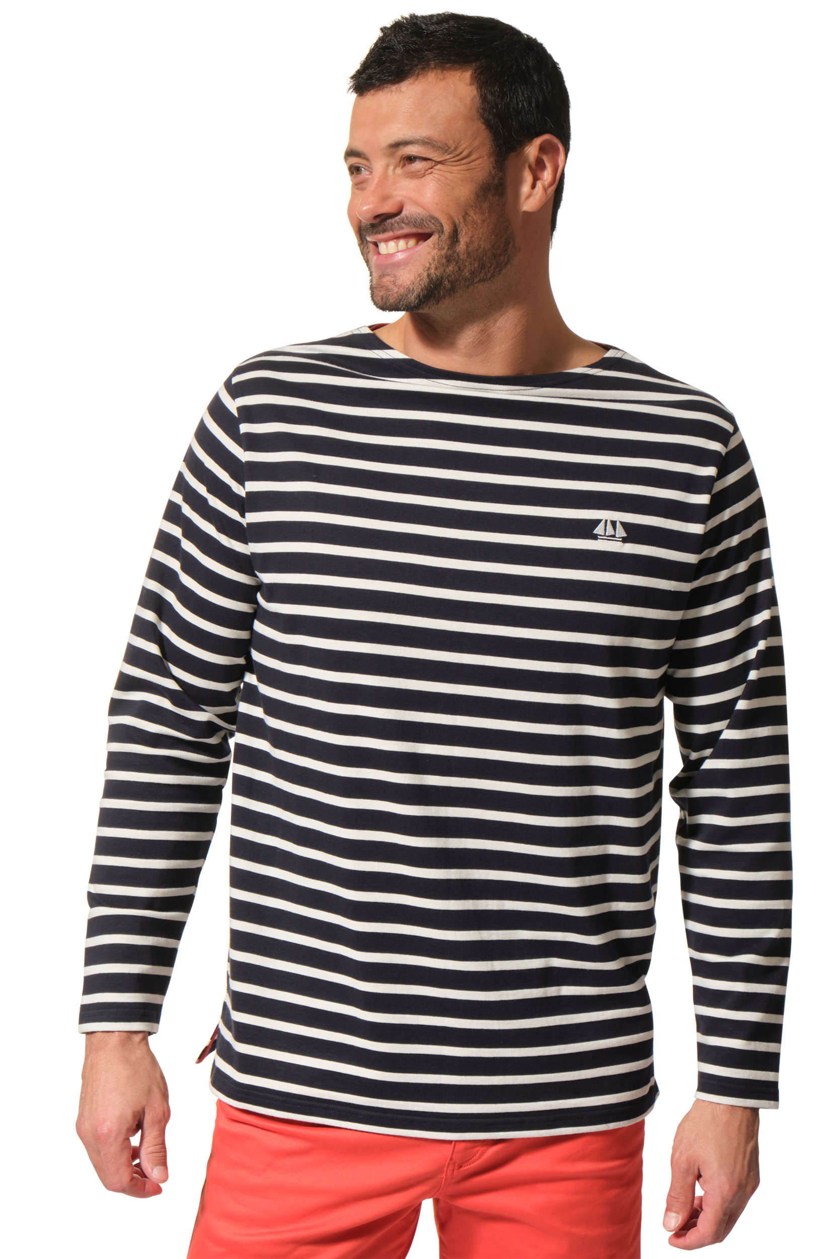 tee-shirt marine et ecru pour homme