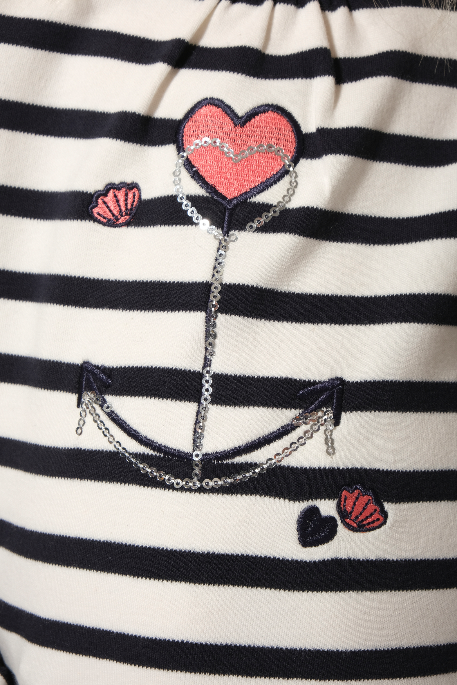 tee-shirt rayé ecru marine rose pour fille