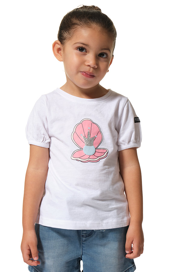 tee-shirt blanc avec imprimé pour fille