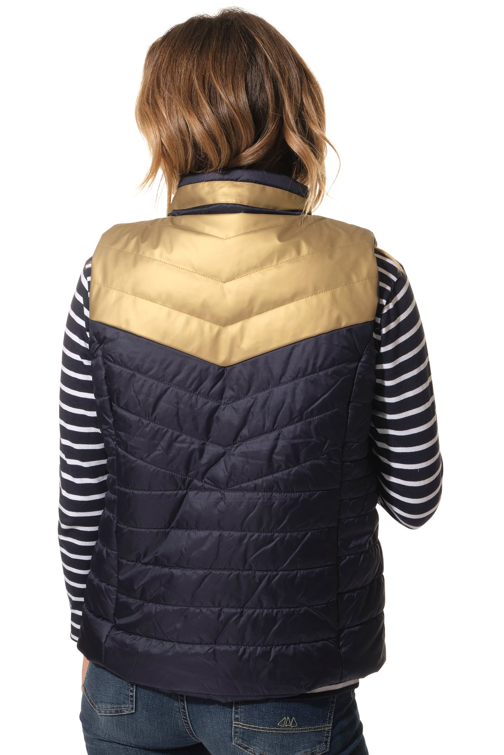 doudoune sans manche doré et marine pour femme hublot