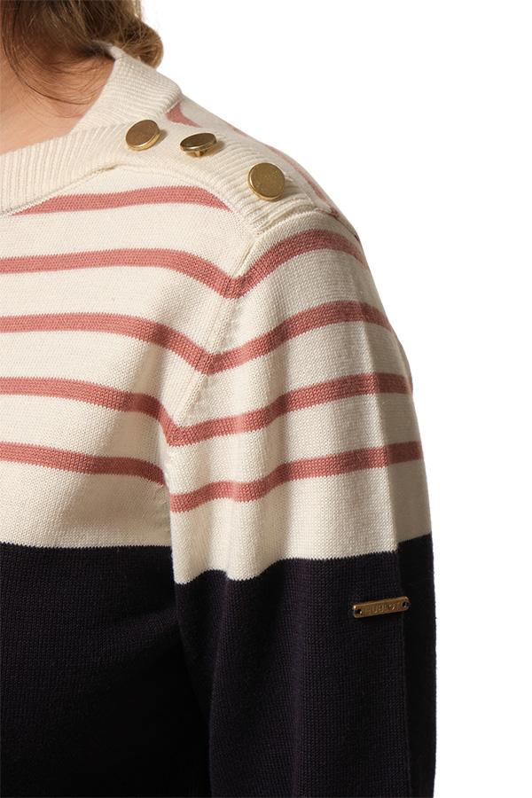 pull ecru rose marine pour femme hublot
