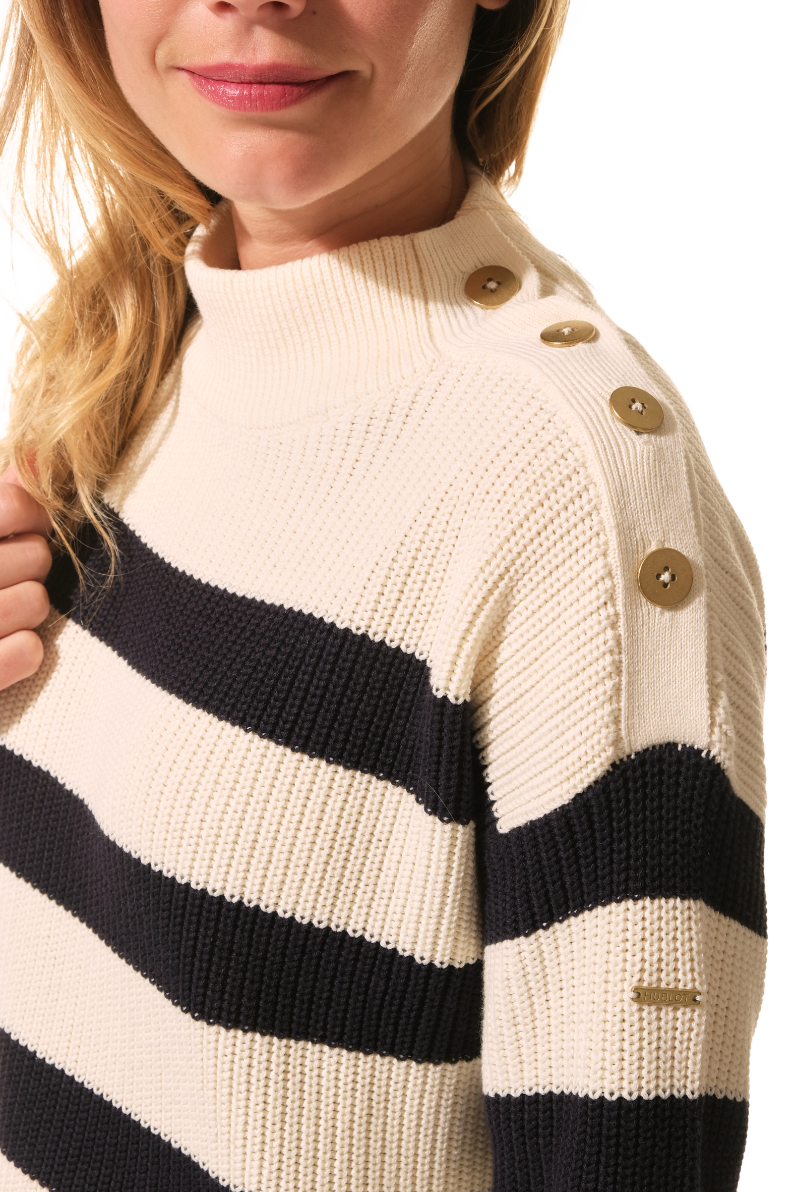Robe pull rayé ecru marine pour femme hublot