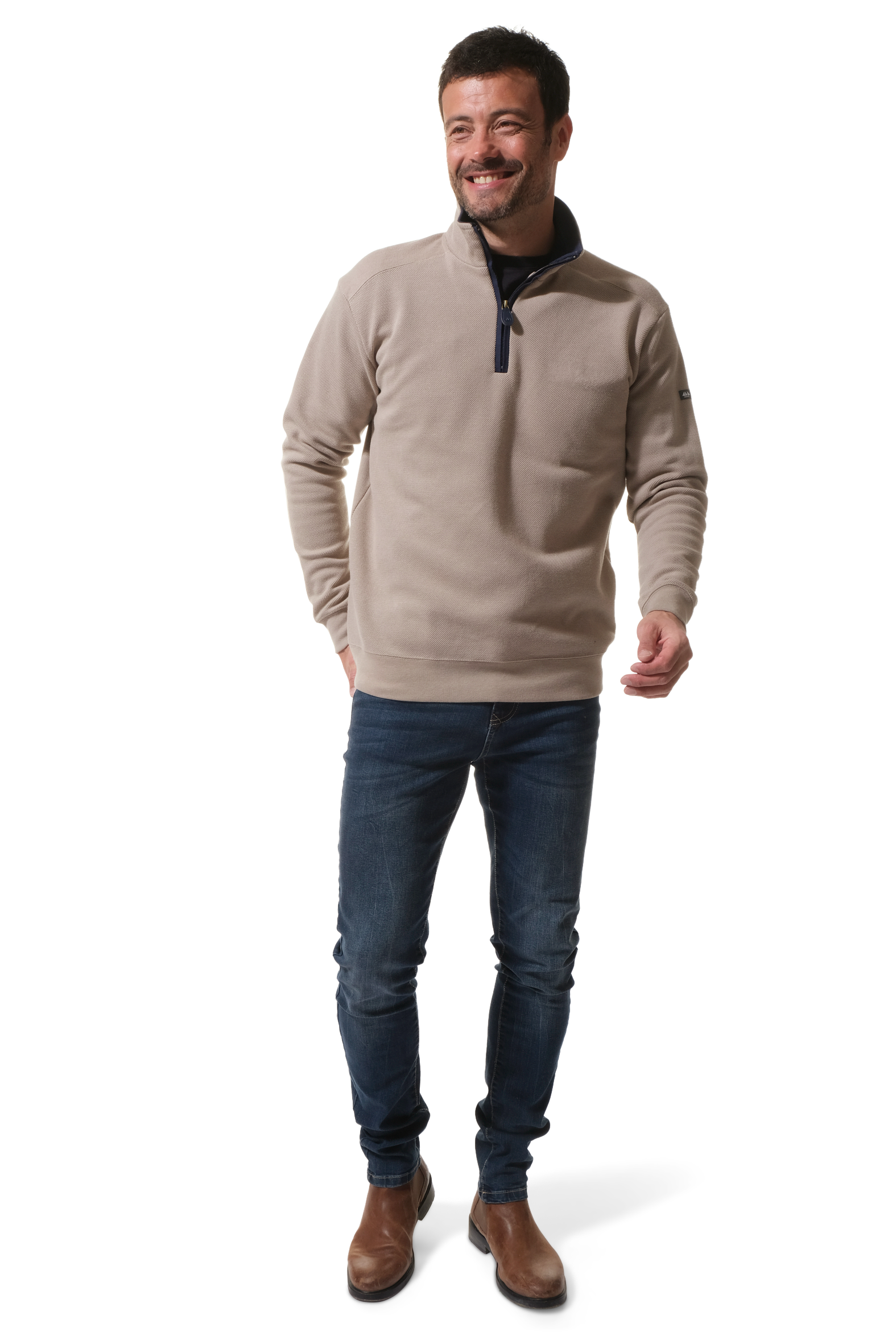 pull vol zippé en beige pour homme hublot