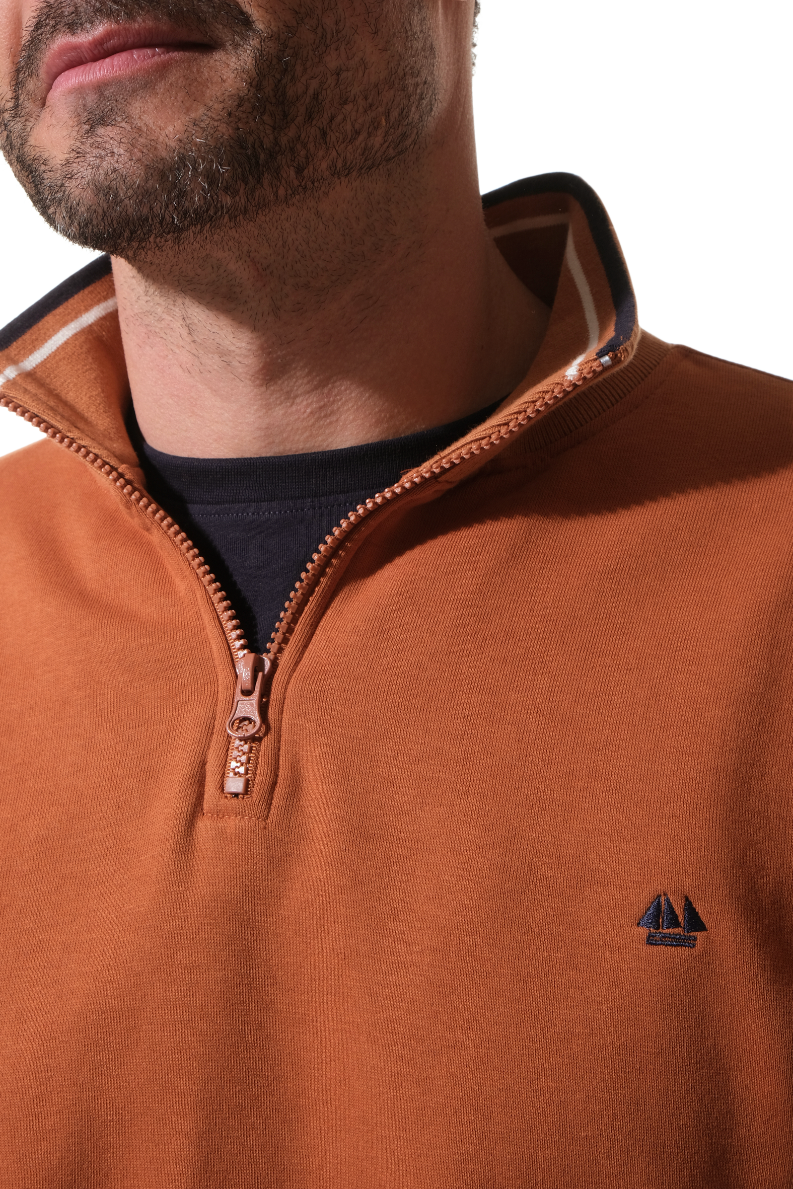 pull vol zippé en marron pour homme hublot