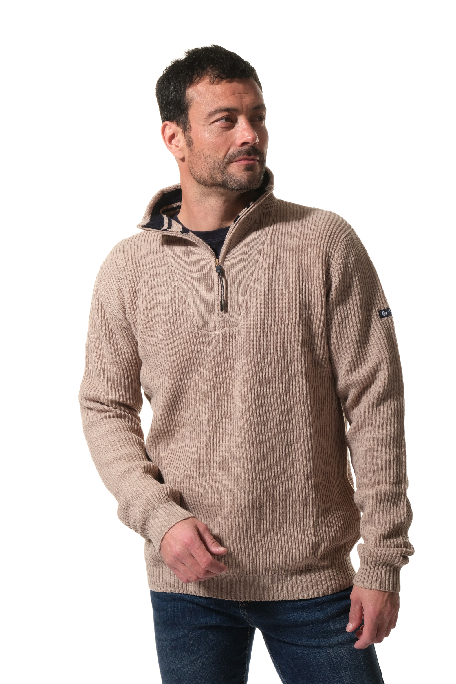 pull vol zippé en beige pour homme hublot