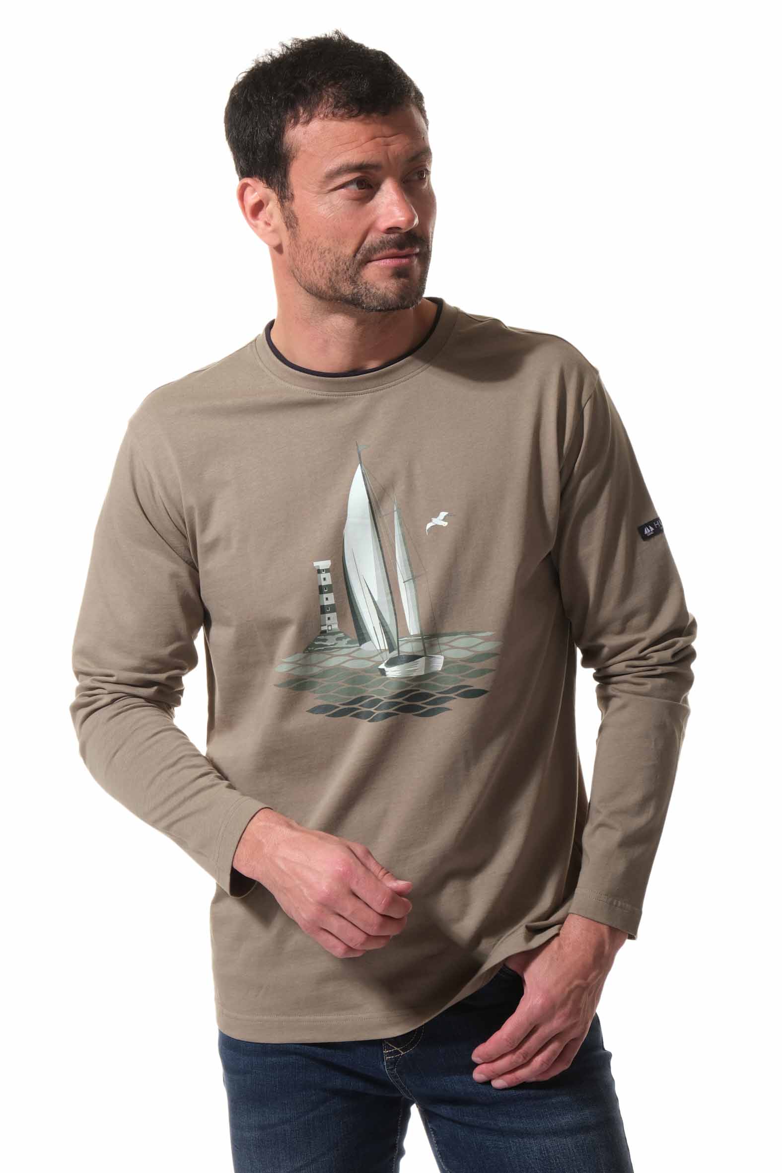 Tee-shirt anche longue kaki homme hublot