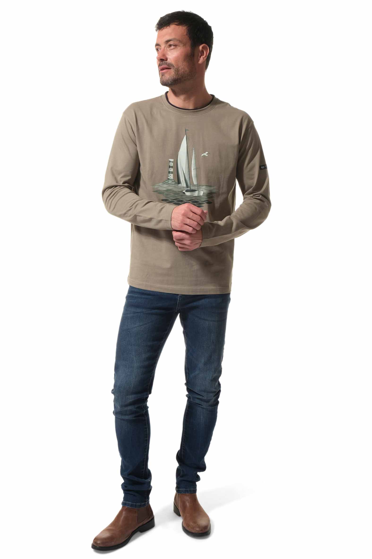 tee-shirt anche longue kaki homme hublot