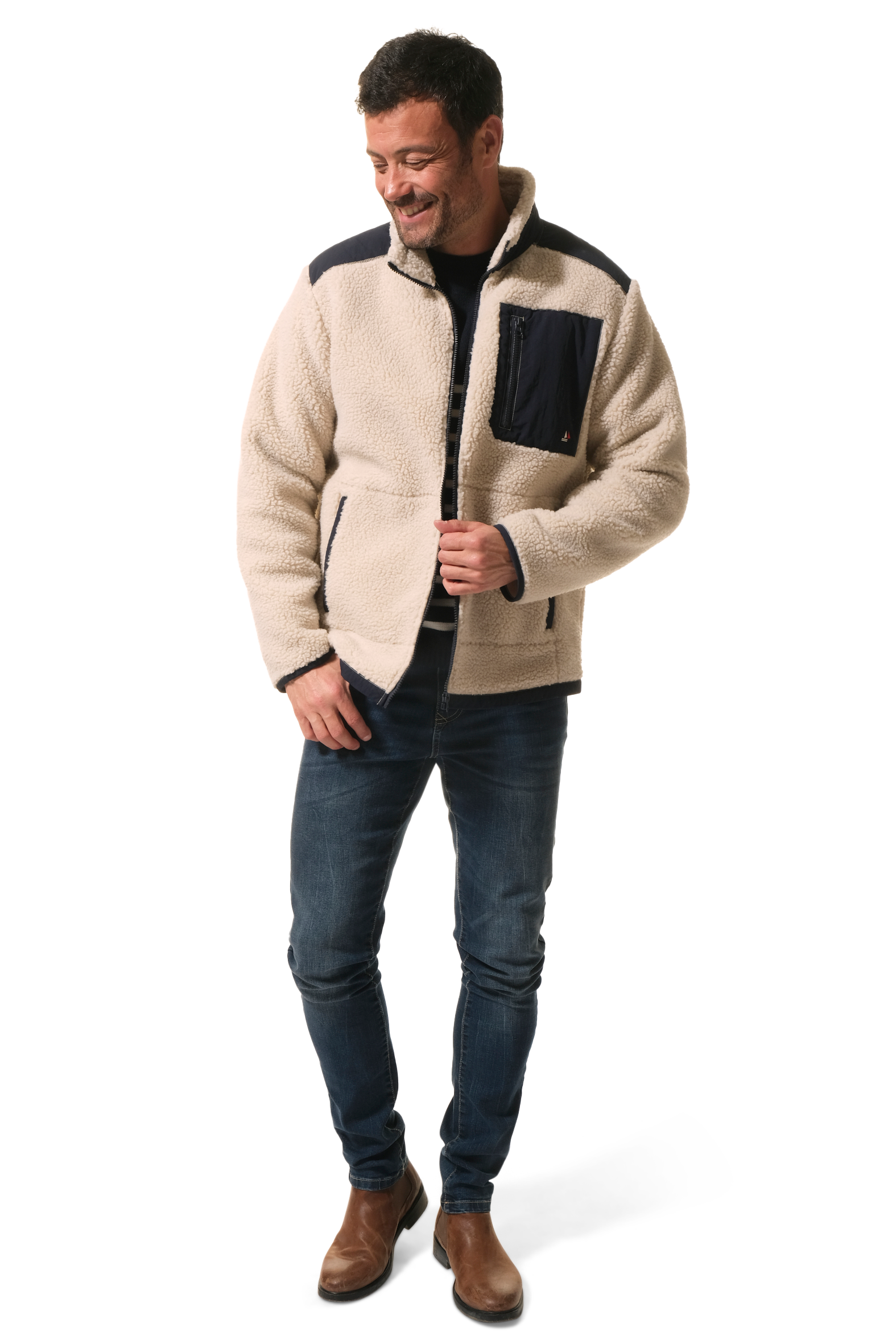 Polaire beige pour homme hublot