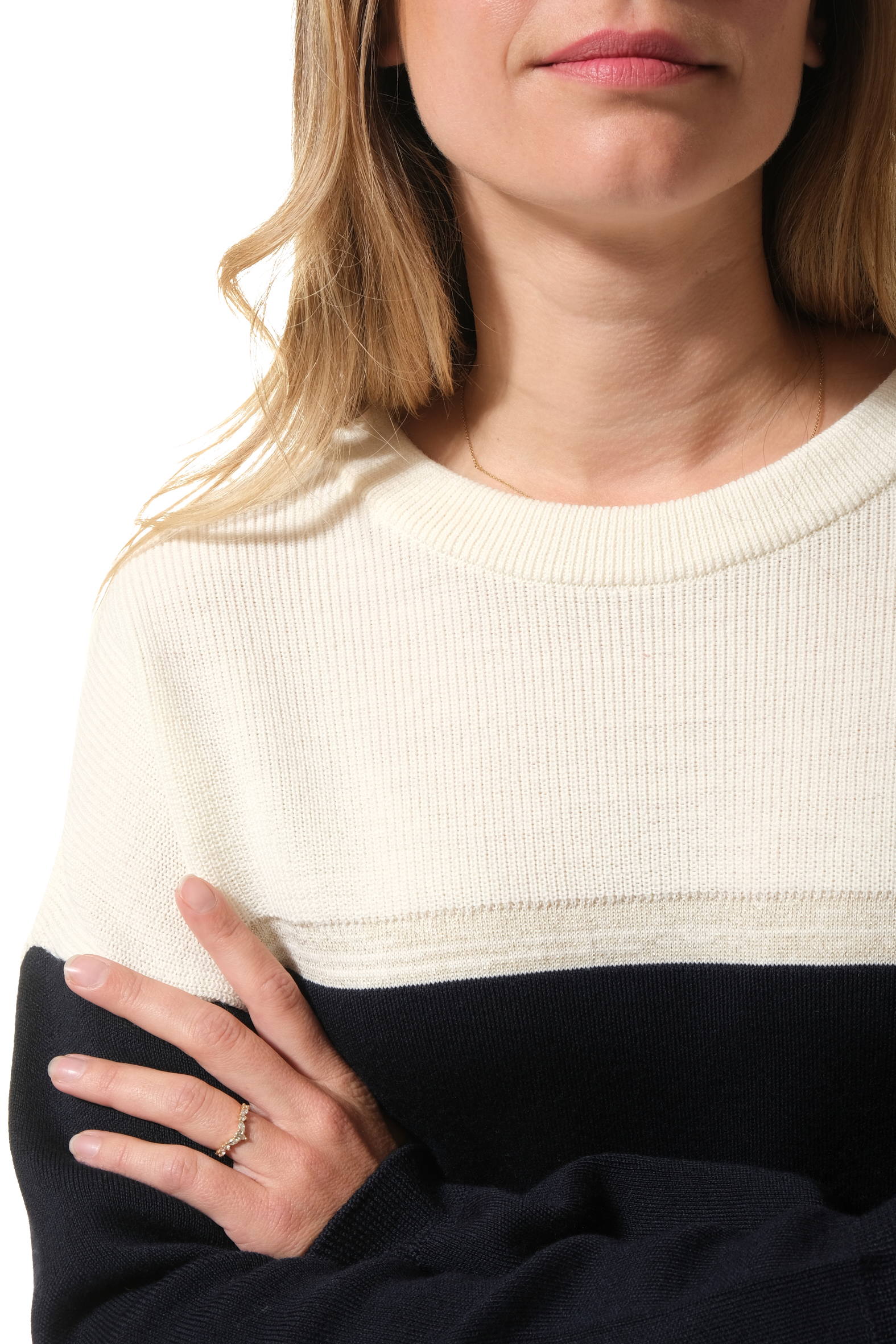 Pull Ecru-Marine pour femme hublot
