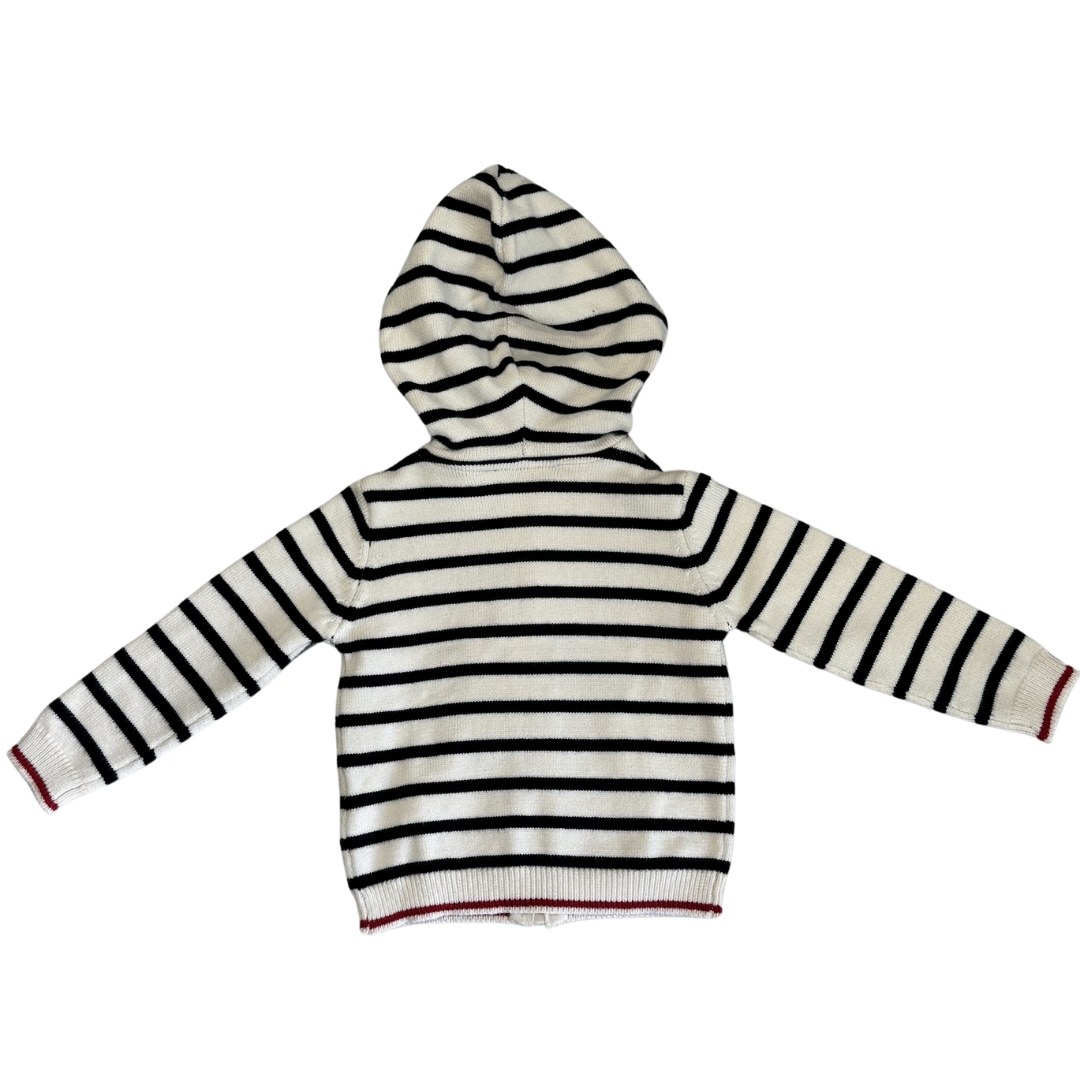 Gilet rayé pour enfant marine écru rouge Hublot