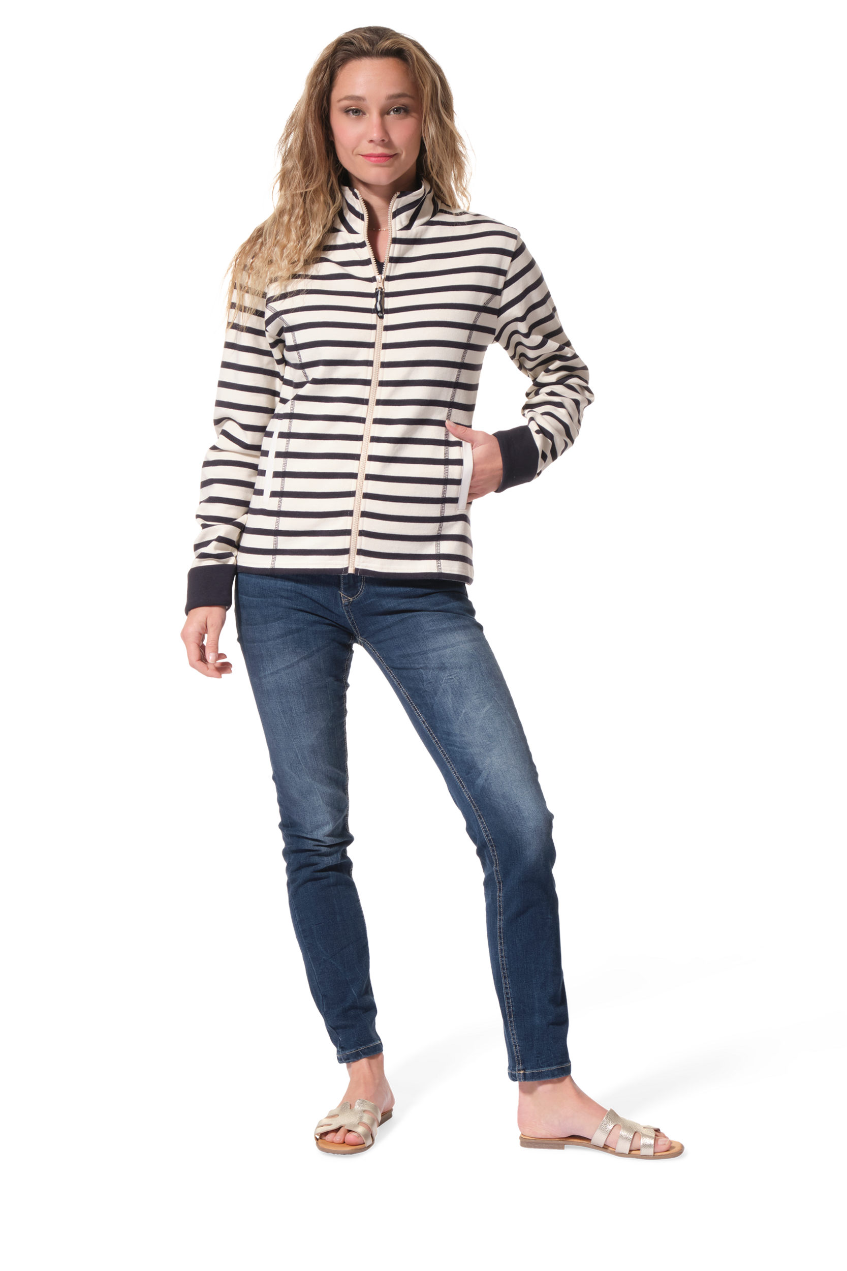 Veste rayé Ecru-Marine pour femme hublot