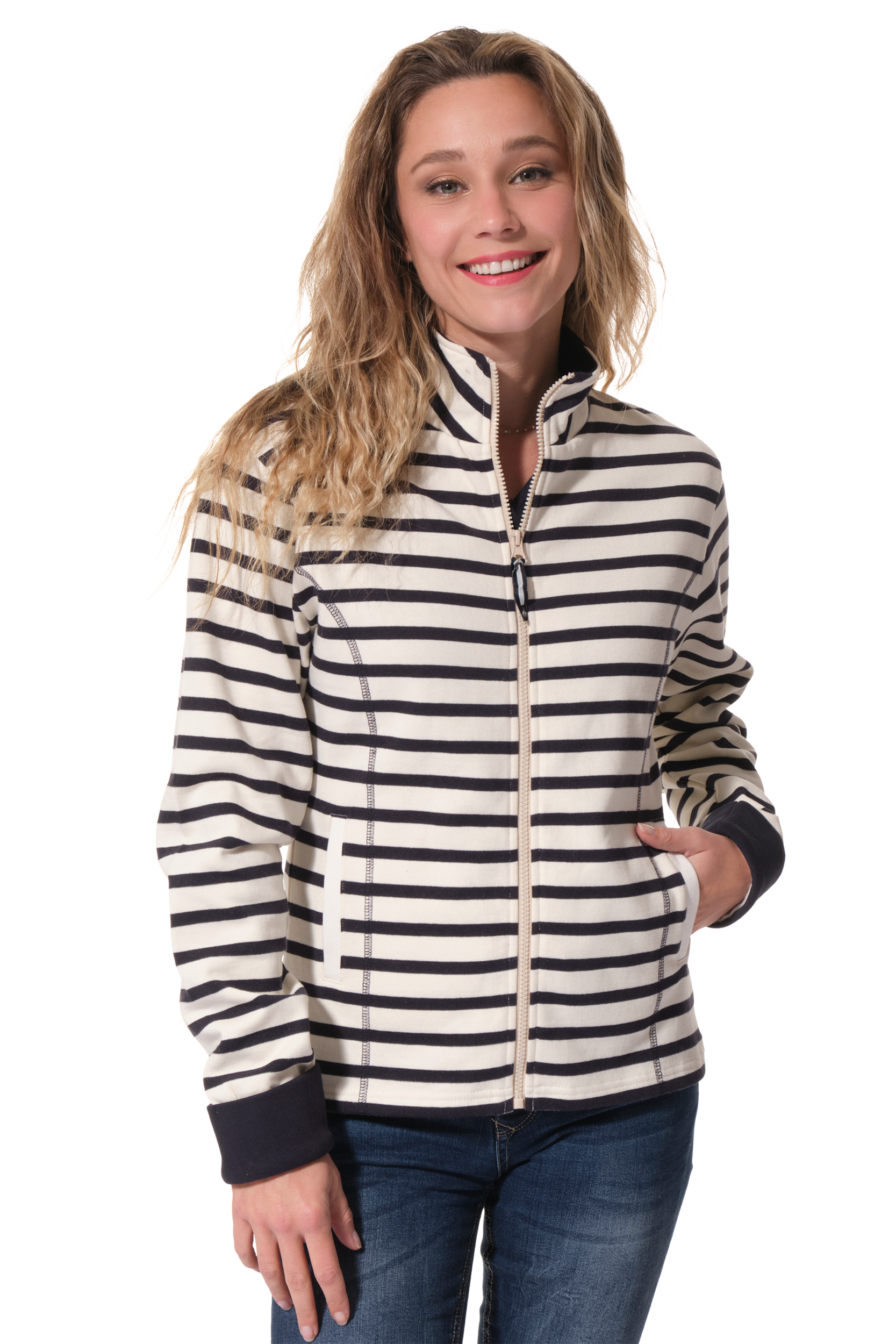 Veste rayé Ecru-Marine pour femme hublot