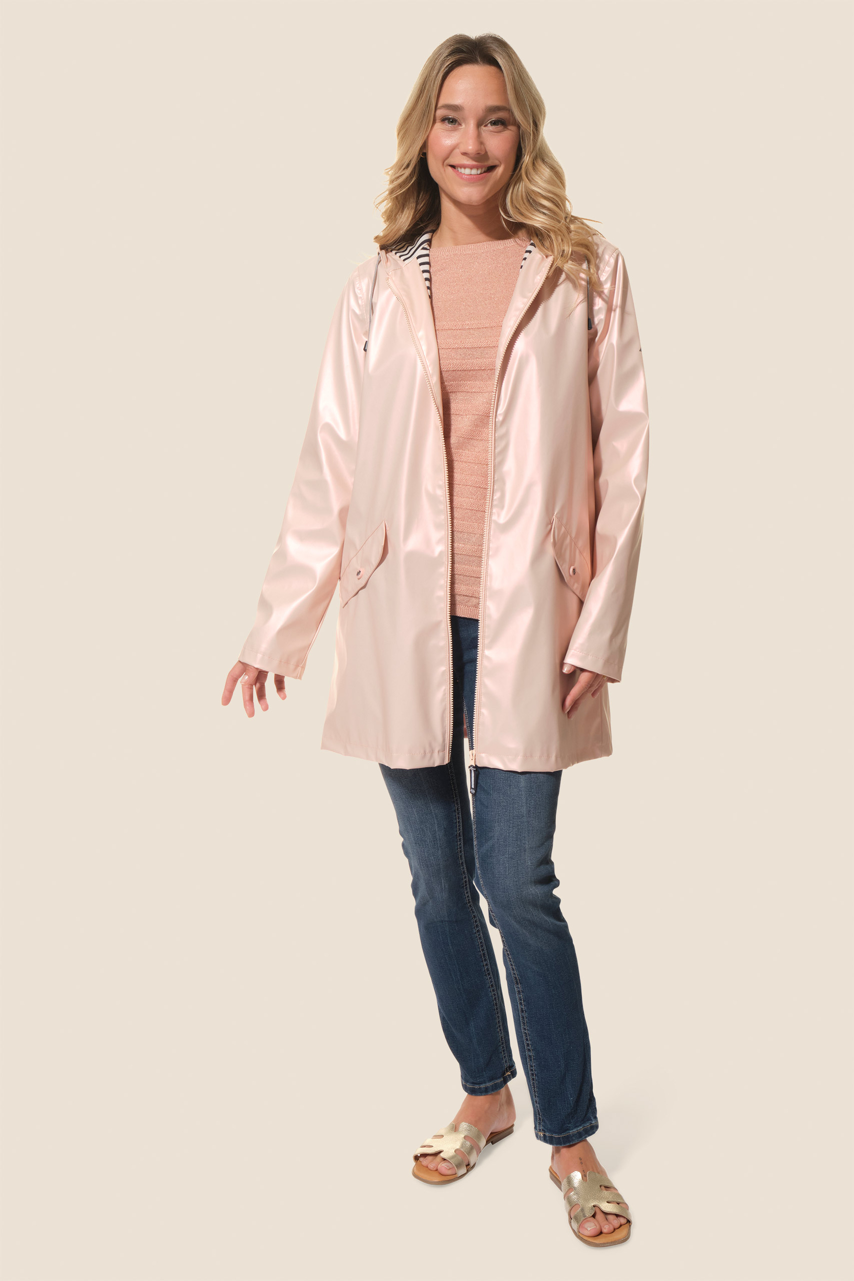 Ciré long Orange métallisé pour femme hublot