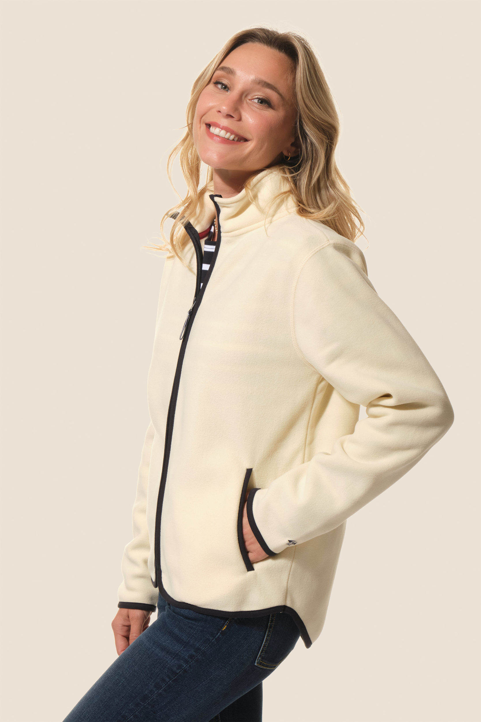 Veste en polaire femme avec col montant et zip YVANE Hublot