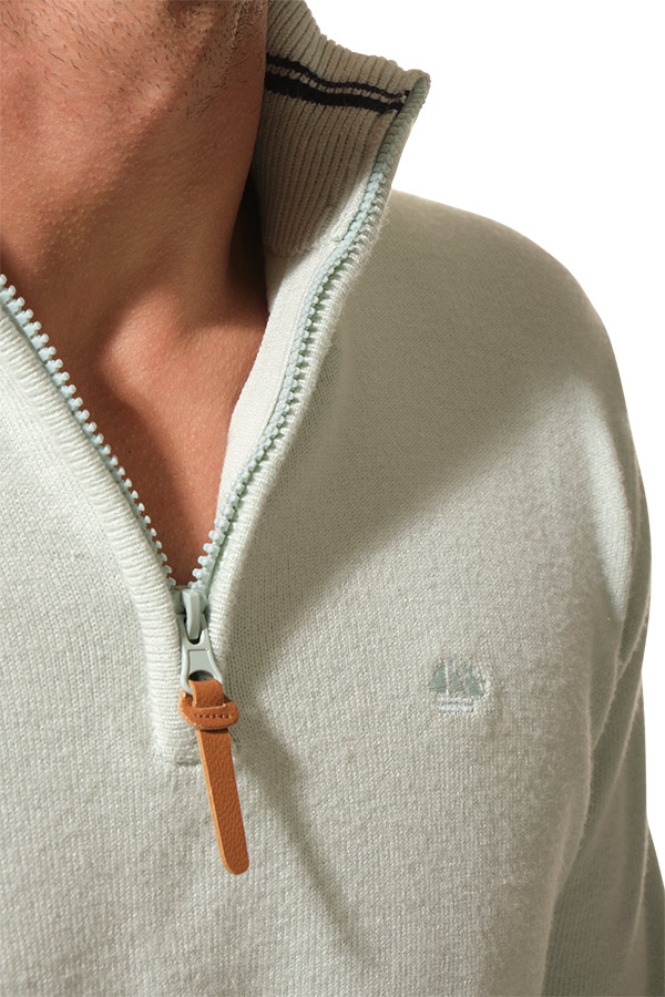 Pull col à zip Vert pour homme hublot