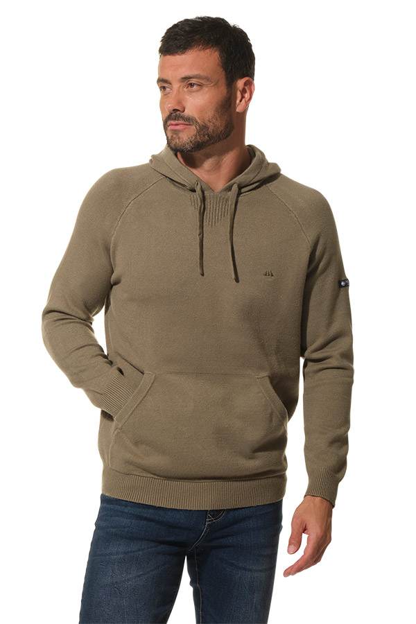 Pull à capuche kaki pour homme hublot
