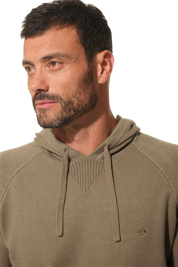 Pull à capuche kaki pour homme hublot