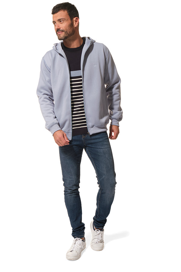 Sweat à fermeture éclaire bleu pour homme hublot