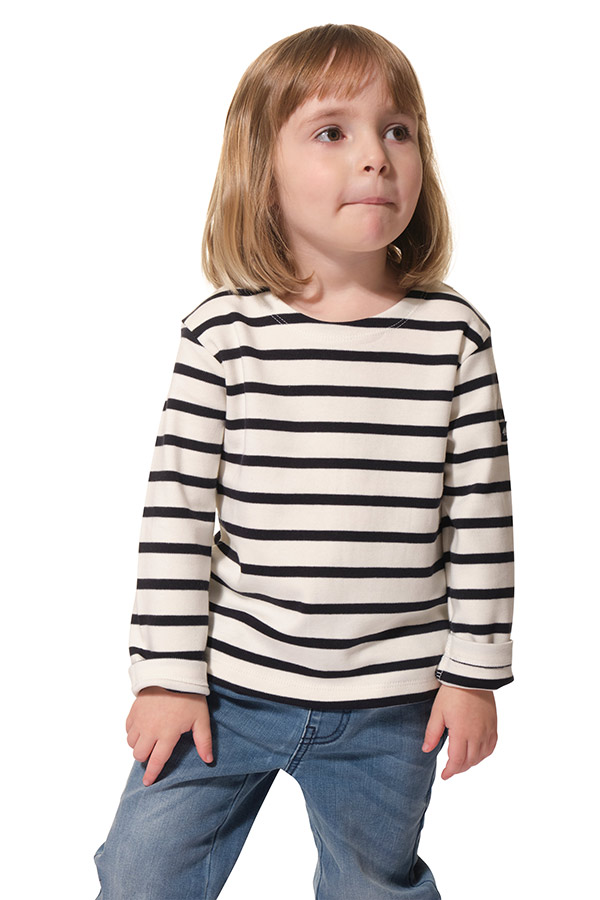 PULL ECRU_MARINE ENFANT hublot
