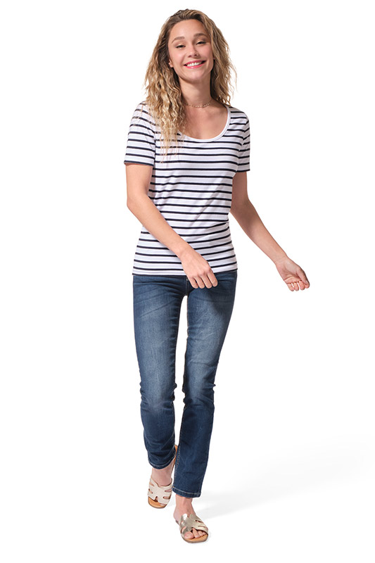 marinière manche courte blanc marine femme