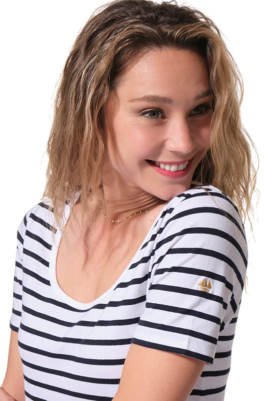 marinière manche courte blanc marine femme