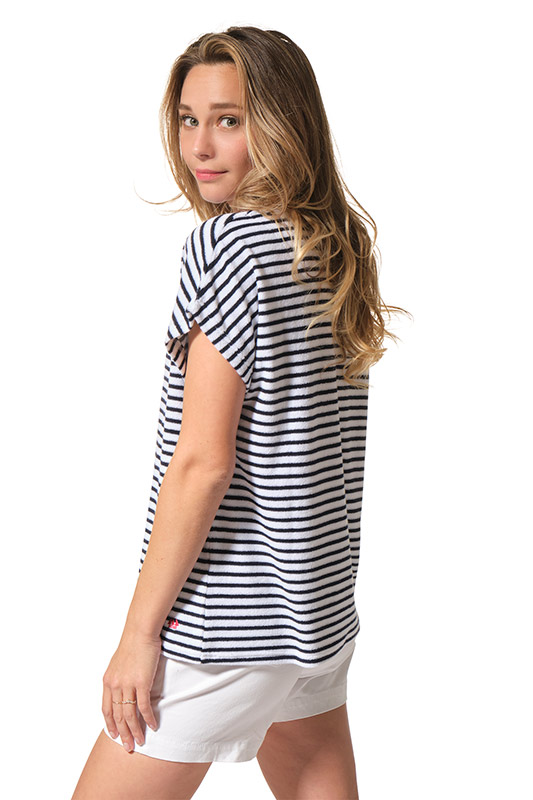 MALWINA femme tee shirt blancmarine hublot mode marine