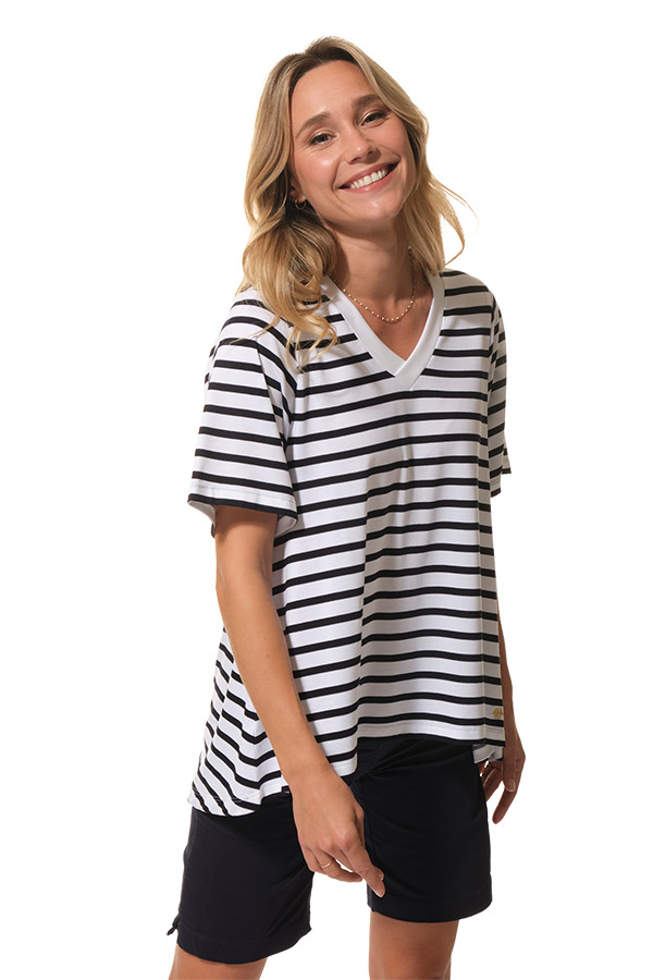 EDITH femme teeshirt blanc marine hublot mode marine