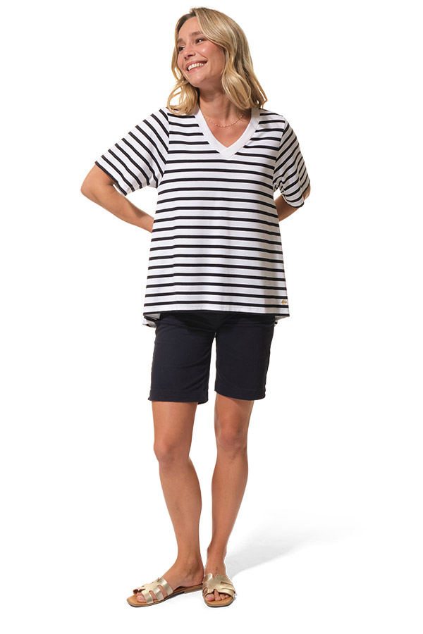 EDITH femme teeshirt blanc marine hublot mode marine