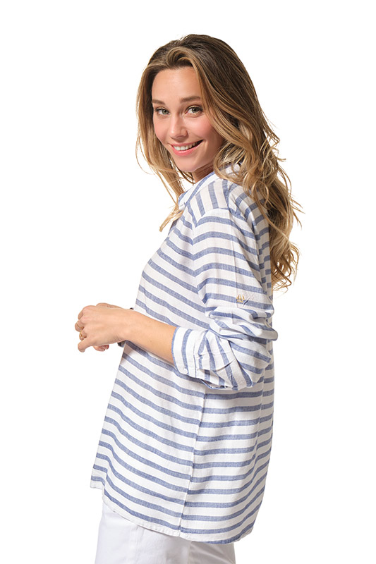 Blouse femme manches longues col V type vareuse VALAHA Hublot