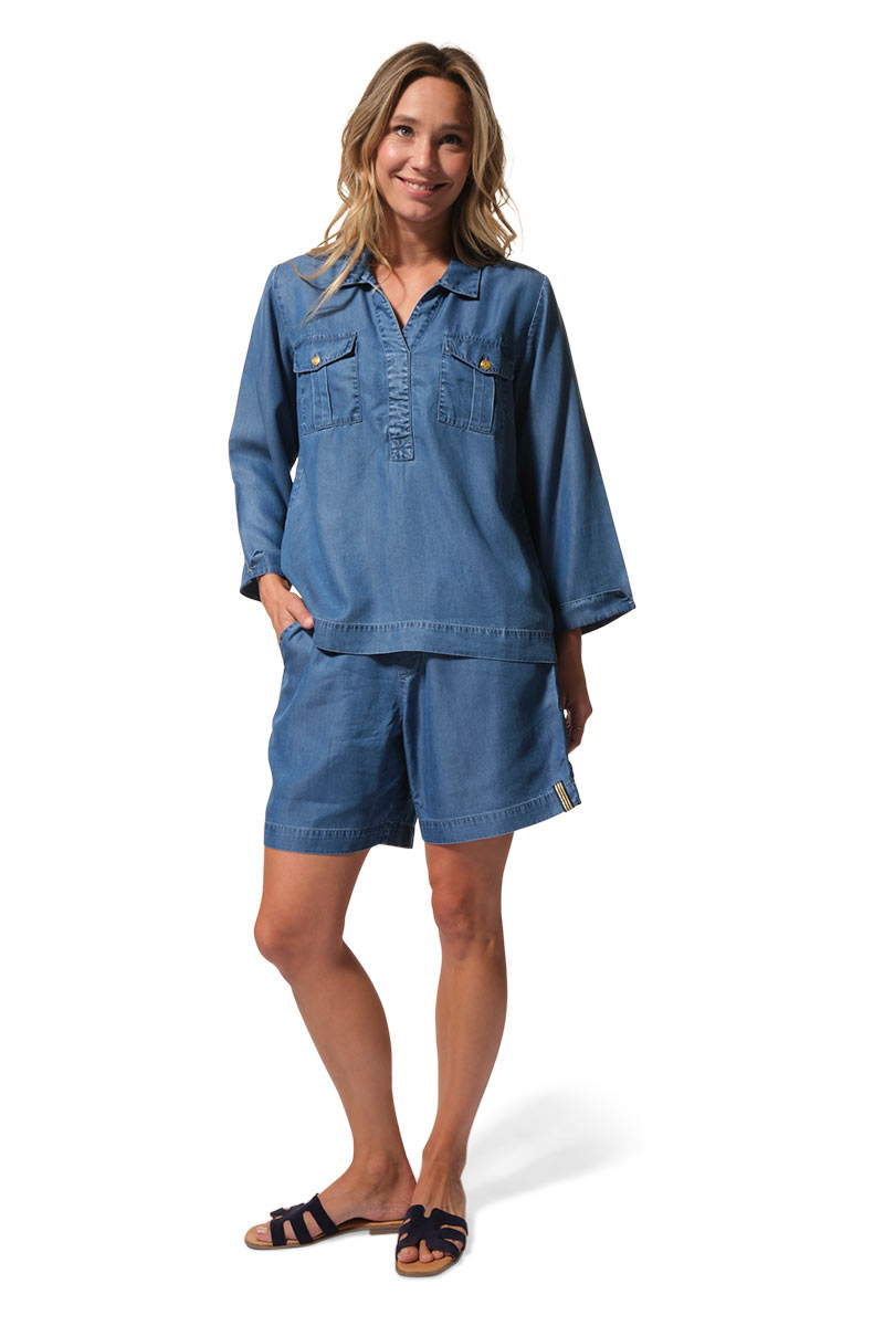 Blouse femme SIBYLLE denim clair en Tencel (4)