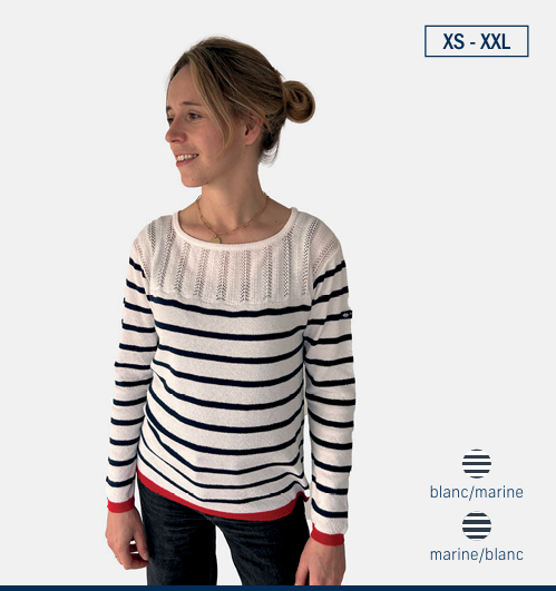 Pull marin femme ANDREA rayé ajouré