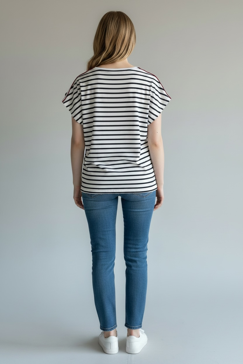 T shirt blanc marine hublot femme