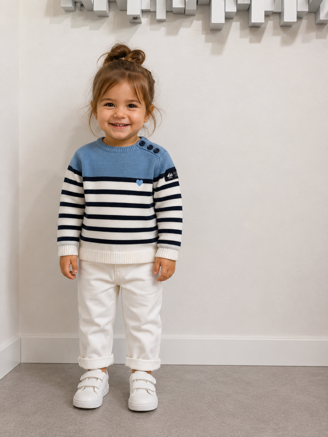 T shirt marinière / bleu fille hublot