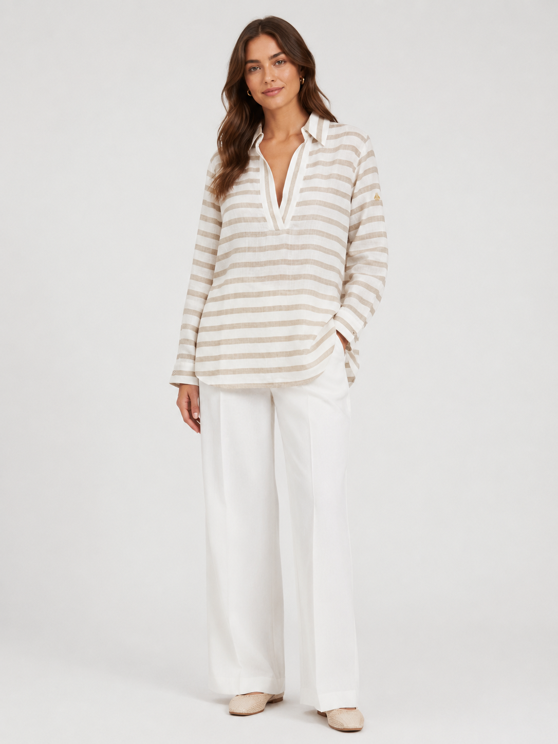 Chemise écume blanc hublot femme