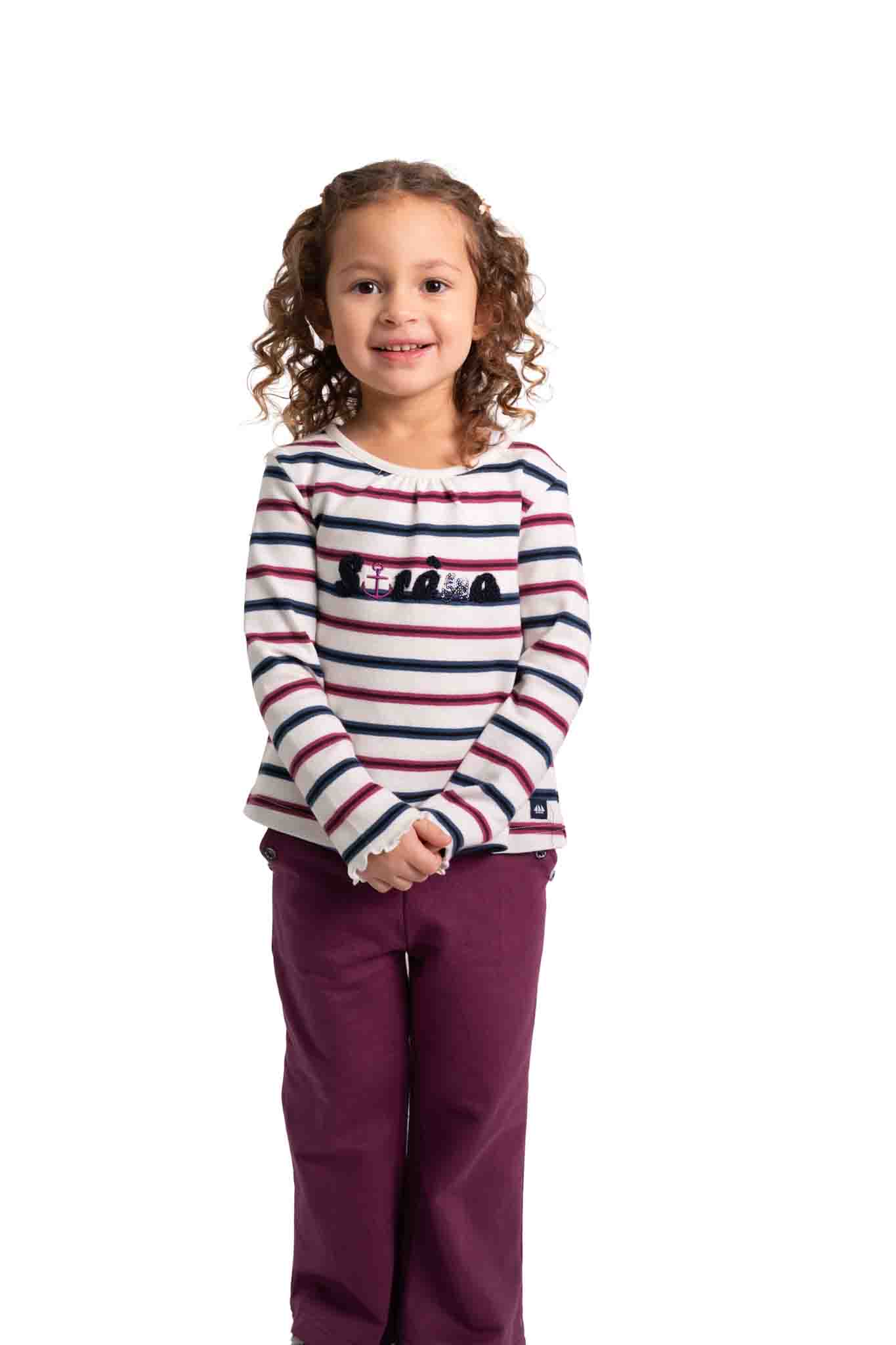 T-shirt marin en coton pour enfant fille IDALINE Hublot mode Marine Nice