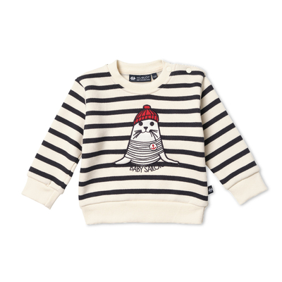 pull rayé ecru marine enfant