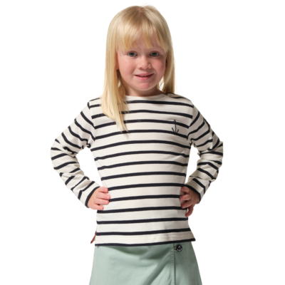 marinière ecru marine manche longue pour fille
