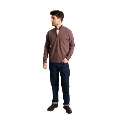 Pull marin homme en coton et acrylique avec col montant et demi-zip SERGIO