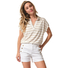 tee-shirt blanc doré col v femme