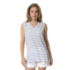 blouse sans manche blanc bleu femme
