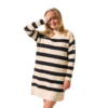 Robe pull rayé ecru marine pour femme hublot