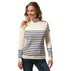 Pull col roulé rayé écru marine pour femme hublot