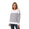 Pull rayé Blanc-Marine pour femme hublot