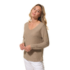 Pull col V en Ecume pailleté pour femme hublot