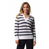 Pull Marin Femme avec rayures type marinière Col V Maille Perlée CHERRY
