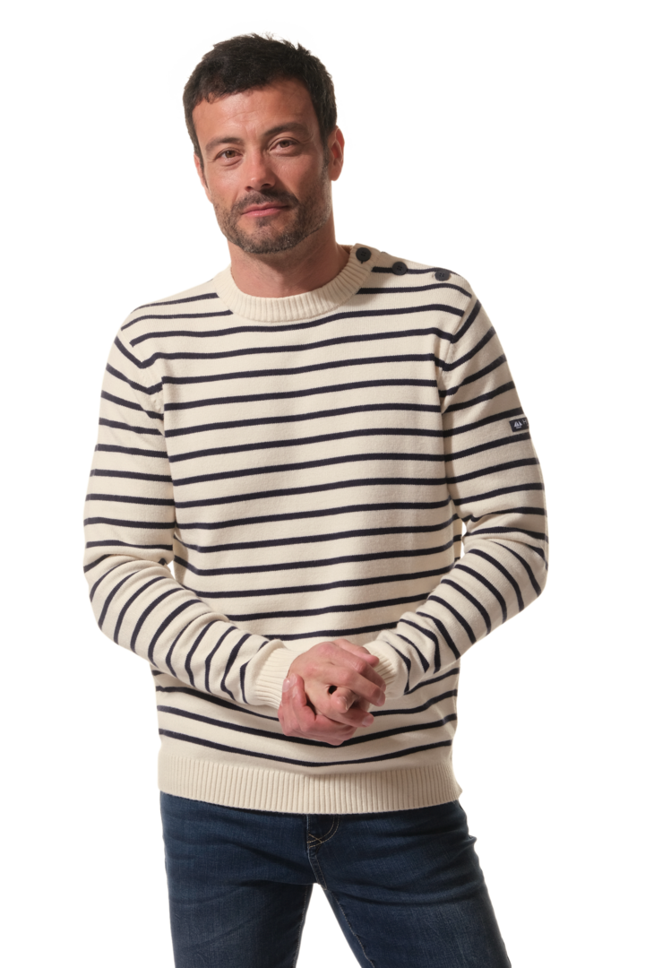 MARINIERE REGATE HOMME MANCHES COURTES BLANC/MARINE T.XXL Alciumpeche