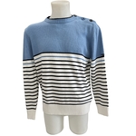 pull rayé blanc marine bleu